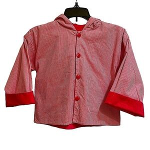 Mary James Hot Pink Gingham and Baby Wale Corduroy Reversible Jacket Hood Sz 4T
